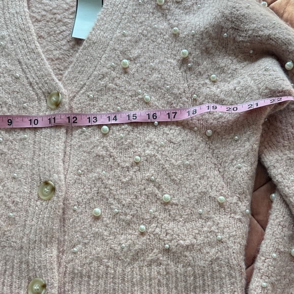 🩷NWT Lush Pastel Pink Pearl-Embellished Cardigan Sweater SM🩷 - Picture 6 of 9